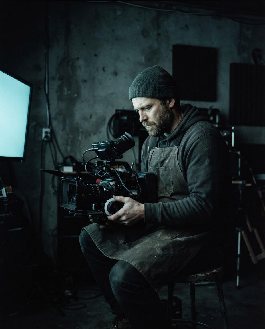 JZEEZ in the studio beside a grading monitor